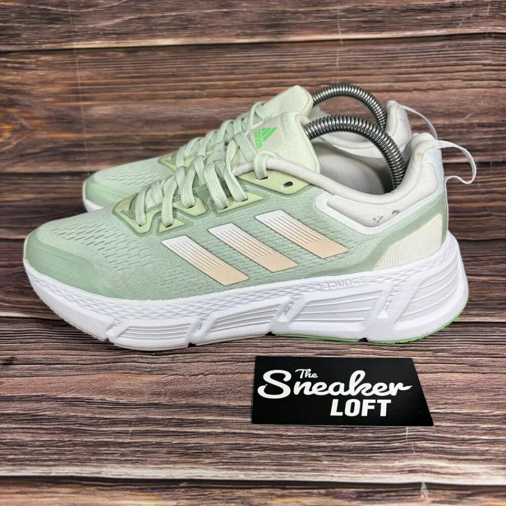 Adidas Questar Women's Athletic Running Shoes Light Green White Size 8‎